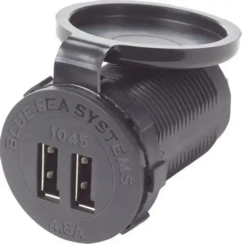 Blue Sea 1045 Dual Usb 4.8a Charger Port 12/24vdc Socket Mount Blue Sea Systems