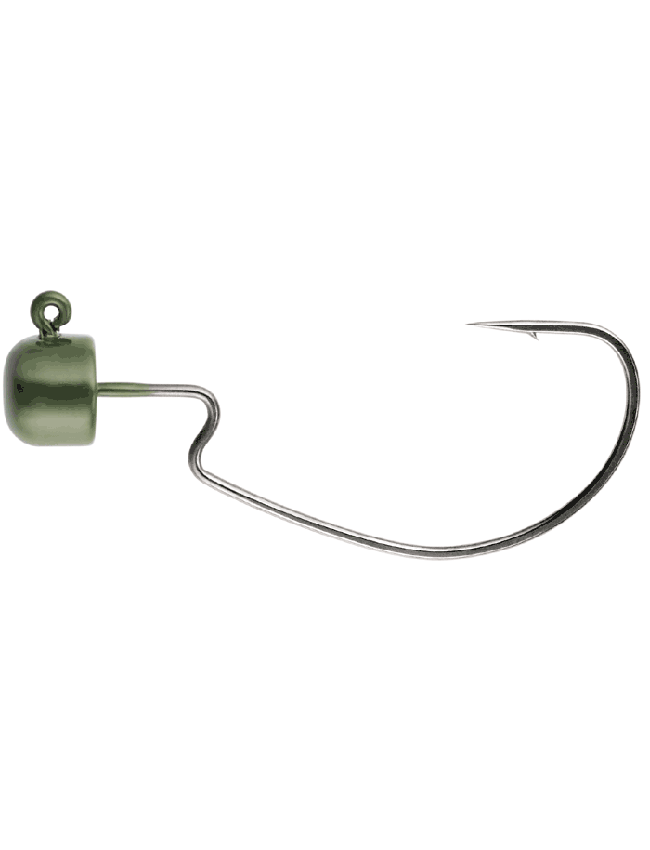 Owner Block Head Offset Hooks - Green Pumpkin - 1/16 oz - 1/0 Hook