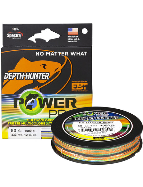 Power Pro Depth-Hunter Multi-Coloured Braided Fishing Line - 65lb Test X 1000ft