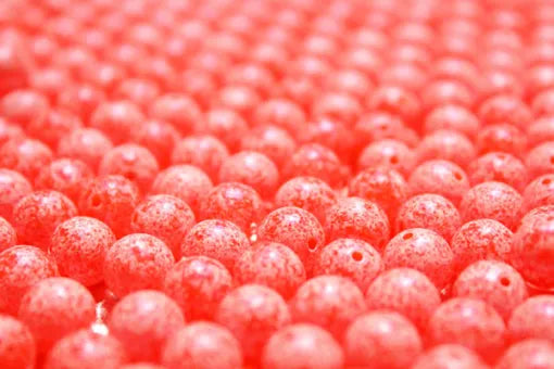 Great Lakes Steelhead Trick Em Beads - Pearl Scrambled Blood Red - 12mm - 10pk