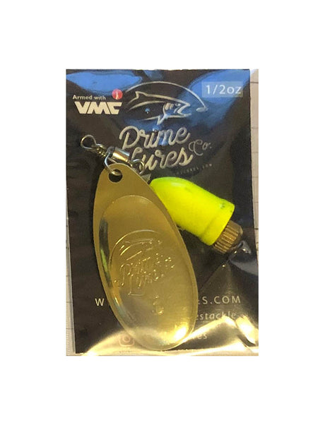 Prime Lures #5 (1/2oz) Spinner - Brass & Chartreuse
