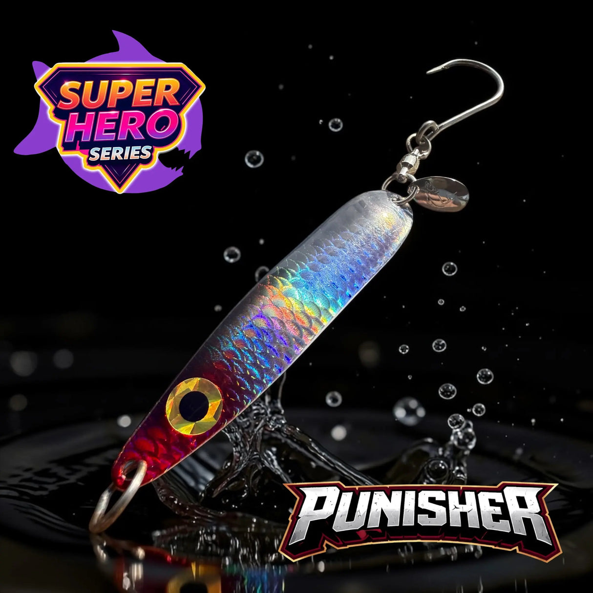 Westcoast Fishing Tackle Phat-E Super Hero Spoon 3.5" - Punisher/Glow Westcoast Fishing Tackle