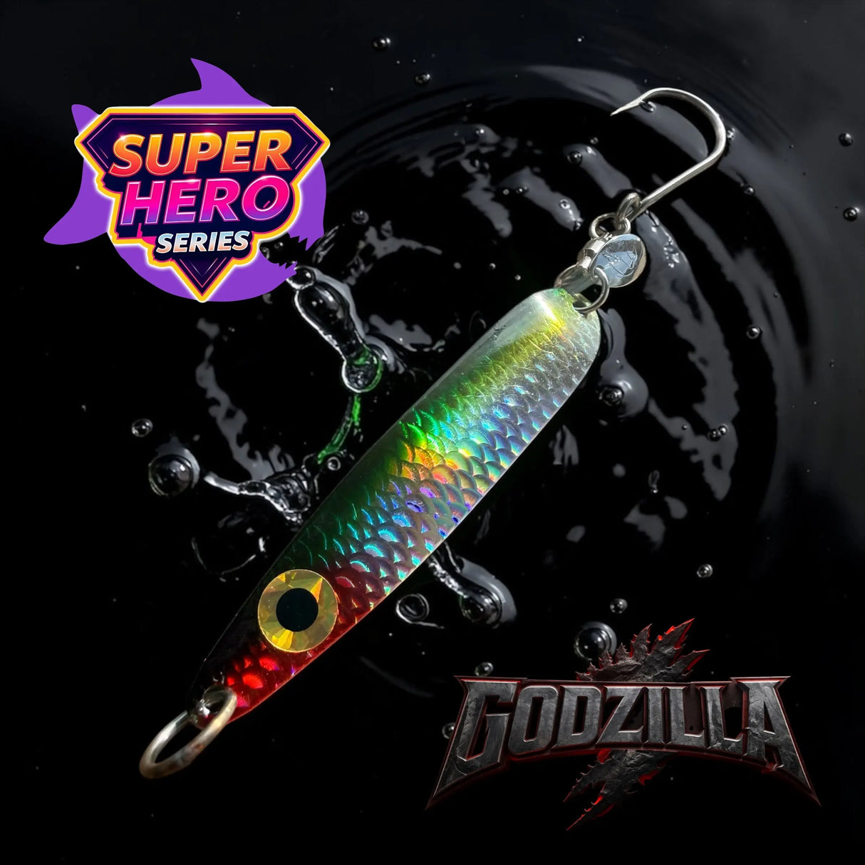 Westcoast Fishing Tackle Phat-E Super Hero Spoon 3.5" - Godzilla/Glow Westcoast Fishing Tackle