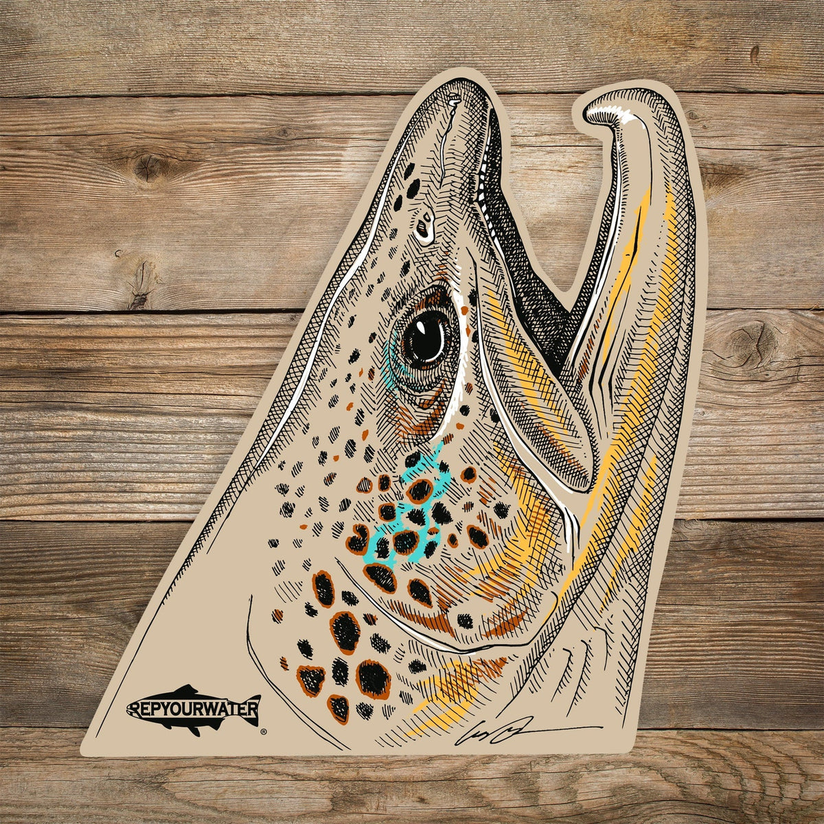 RepYourWater Rising Brown Sticker - 6 in x 9 in
