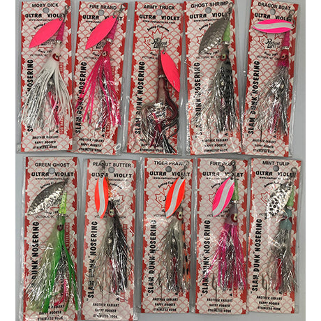 Radiant Hoochies Assorted Squirt Rigged with Blade 10 Pack