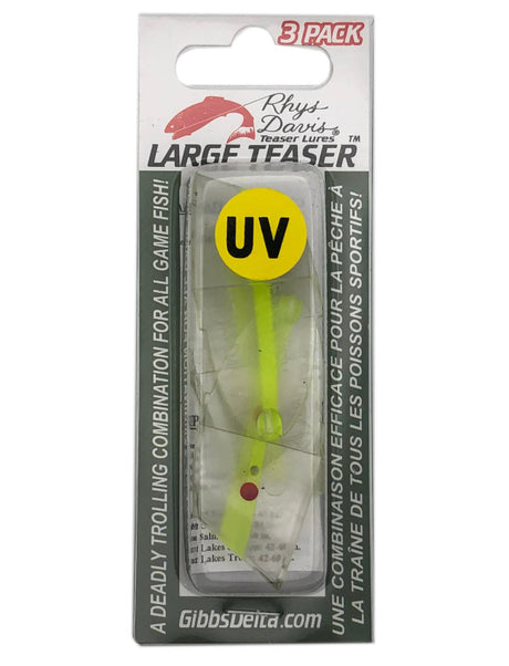 Rhys Davis Large Teaser Clear Unrigged 3PK - UV Chartreuse Flash