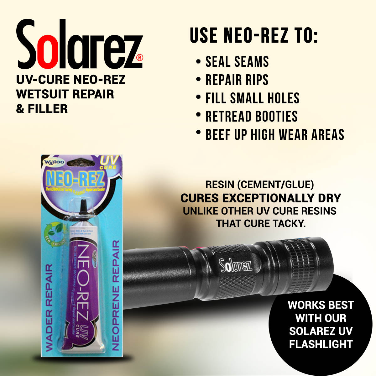 Hareline Solarez Neo-Rez UV Wetsuit & Wader Repair - 1 oz Tube