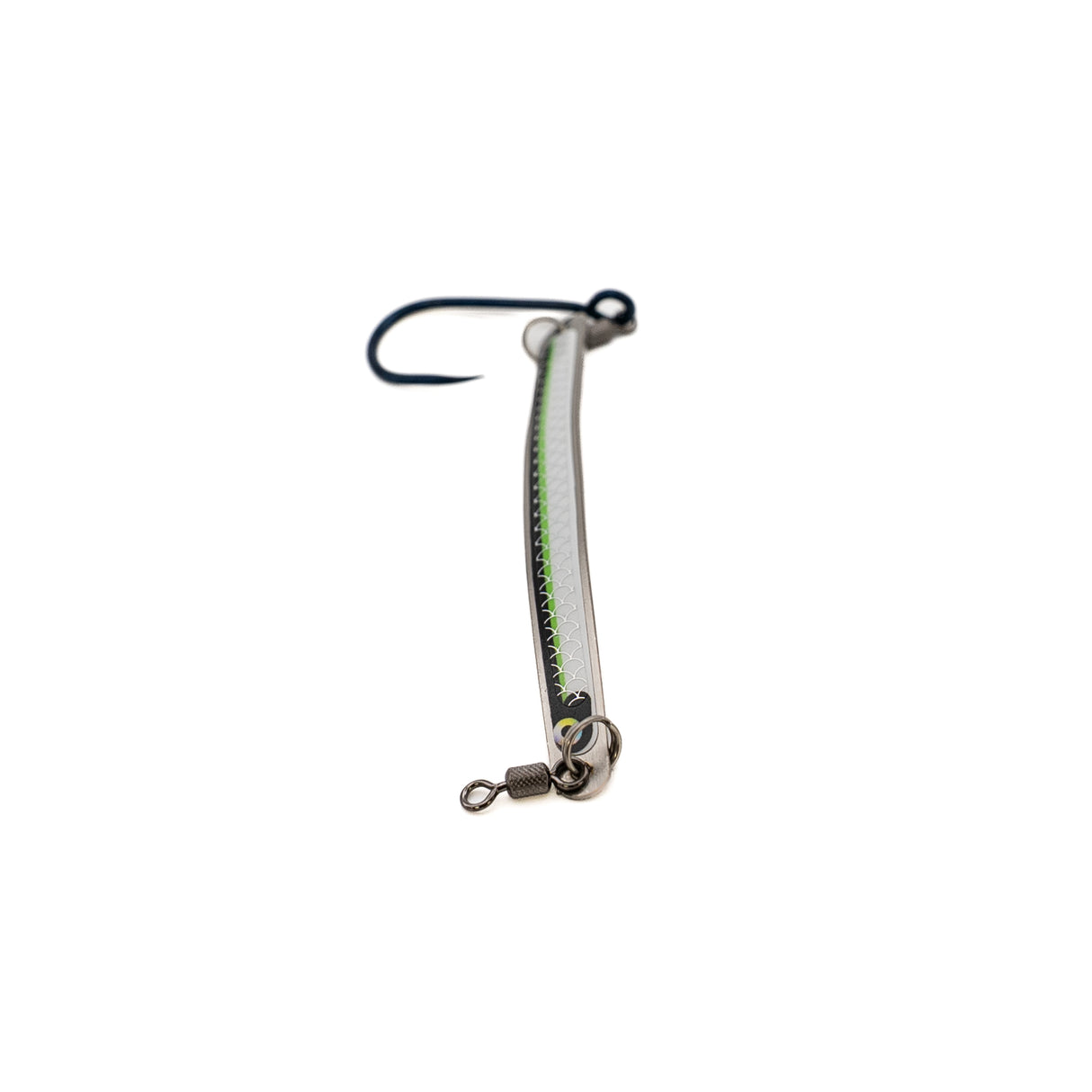 Fishing lure with a hook on a white background