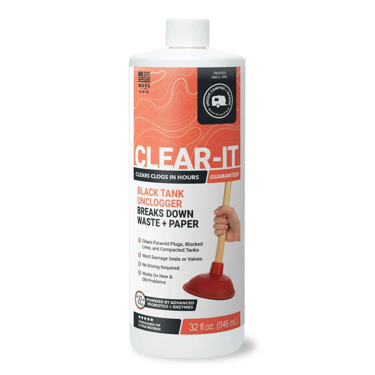 1. Clear-It RV Black Tank Unclogger Unique Camping + Marine