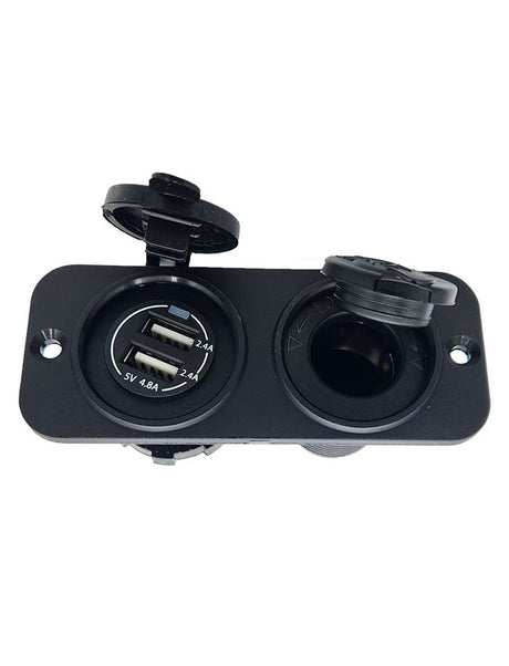 Vertex 12V Power Socket & 5V 2 Port USB Charger