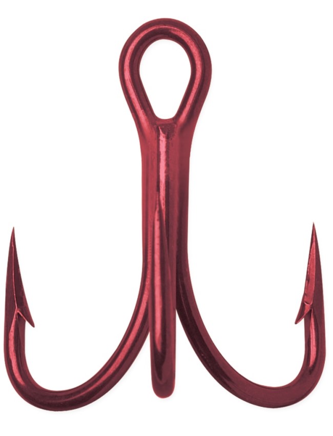 VMC O'Shaugnessy Treble 4x Strong Hooks - Short Shank - Red - #2 - 6 pack