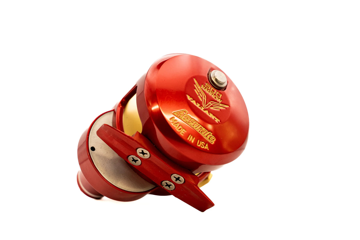 Accurate Valiant Twin Drag 500N Single Speed - Red/Gold Accurate Fishing