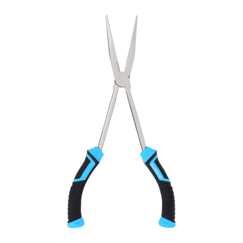 Shimano Brutas Silver Nickel 11" Long Reach Pliers - Black/Cyan