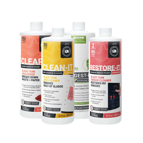RV Black Tank Cleaning & Treatment Bundle - 4 Pack Bundle! Unique Camping + Marine