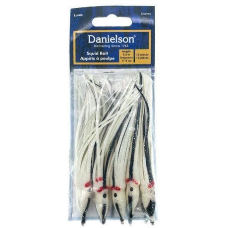Danielson Squid Bait 4.5 Inch - White/Black Streak/Silver