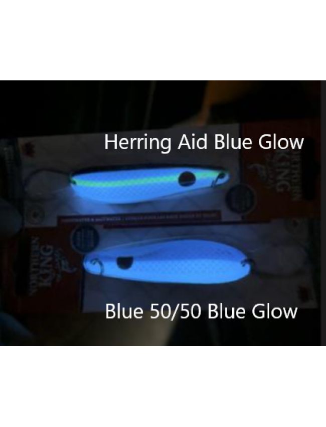 *Northern King Lures 4D Trolling Spoon 3-5/16" - HC Custom Herring Aid Blue Glow