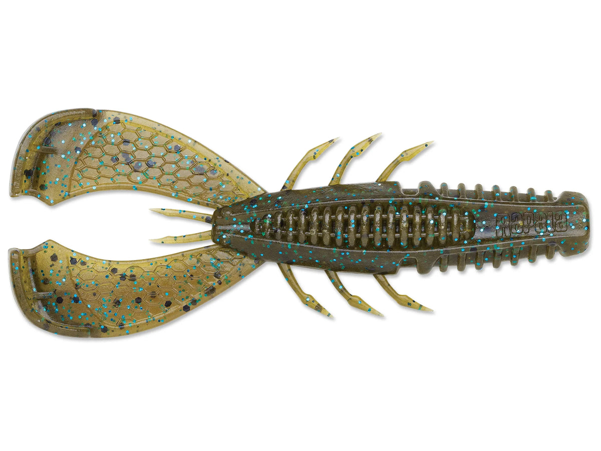 Rapala CrushCity Cleanup Craw - Green Pumpkin Blue, 3-1/2" 7pk