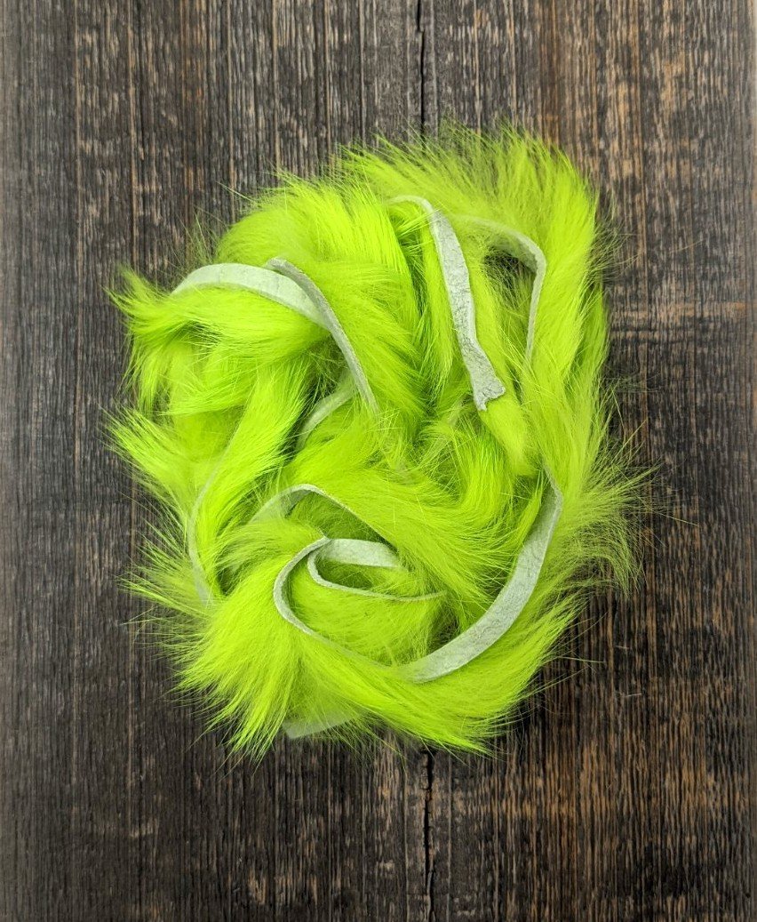 Hareline Dubbin Micro Rabbit Strips - Chartreuse