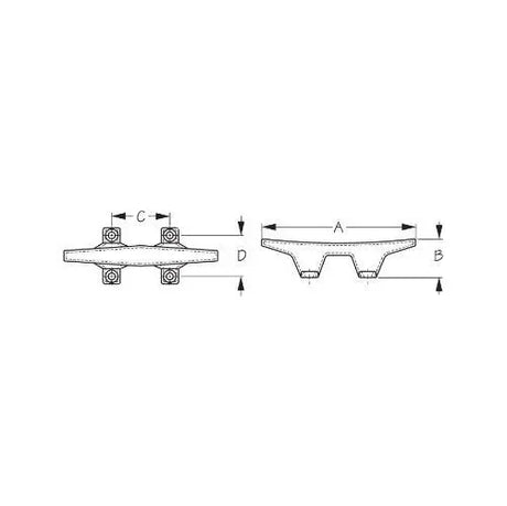 Seadog - Chrome Zinc 4-hole Hollow Cleat 044104