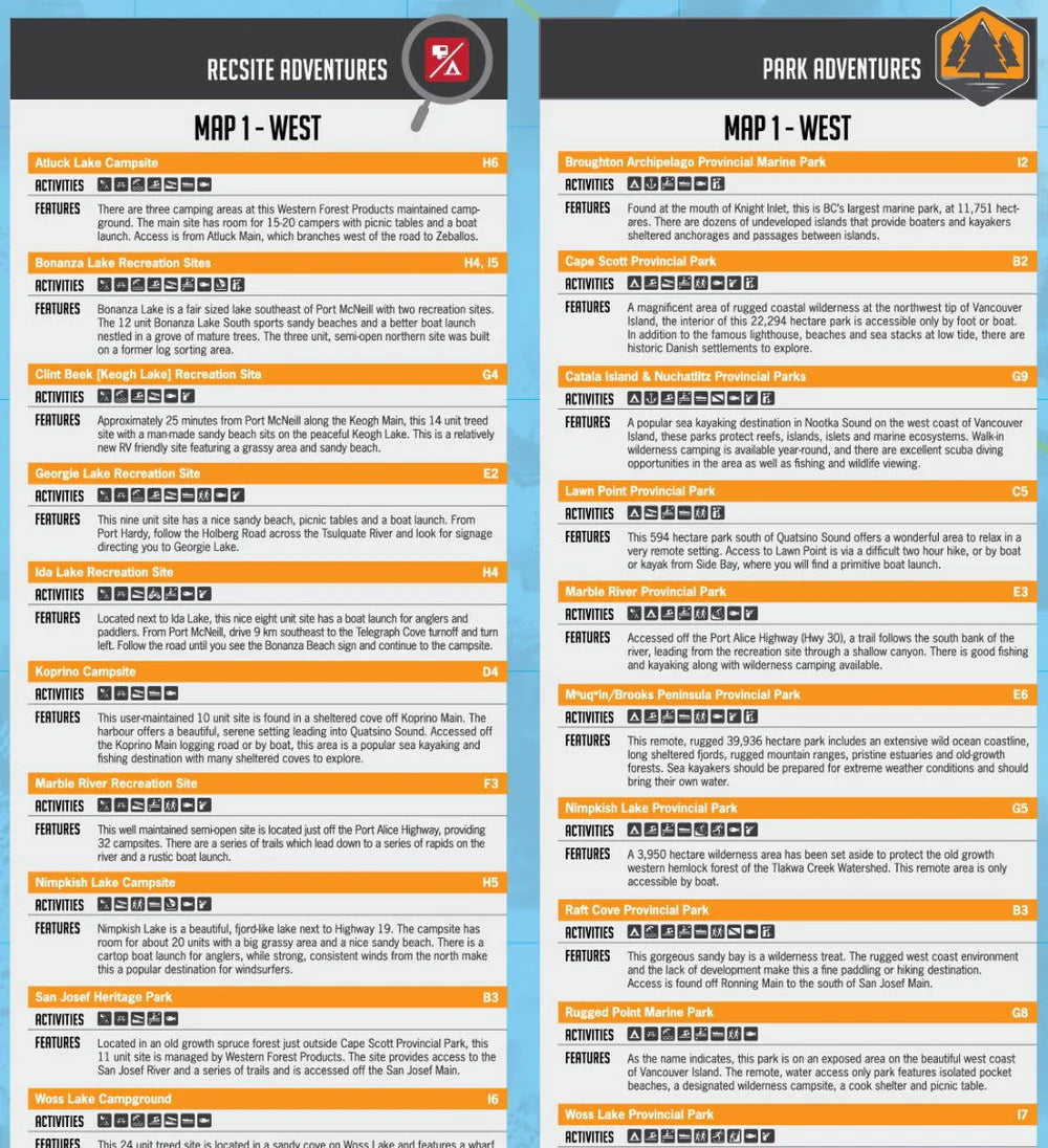 Vancouver Island North Recreation Map
