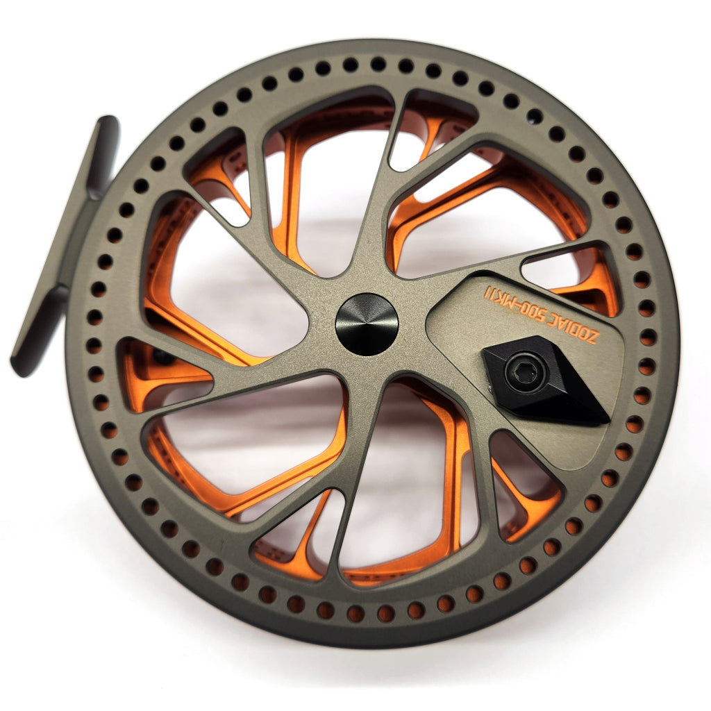 Kingpin Zodiac 500 Centerpin Reel - Special Edition Grey & Orange