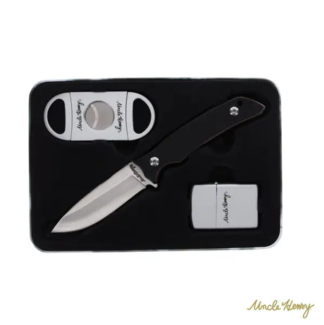 Uncle Henry Knife w/ Cigar Cutter & Light Combo EDC Gift Set Uncle Henry