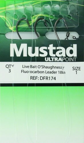 Mustad Ultra Point Live Bait Flourocarbon 18" Leaders - 1/0