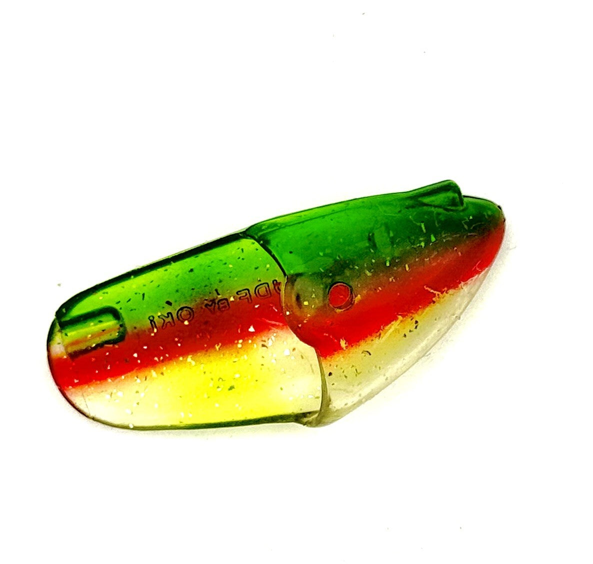 Colorful fishing lure with a white background