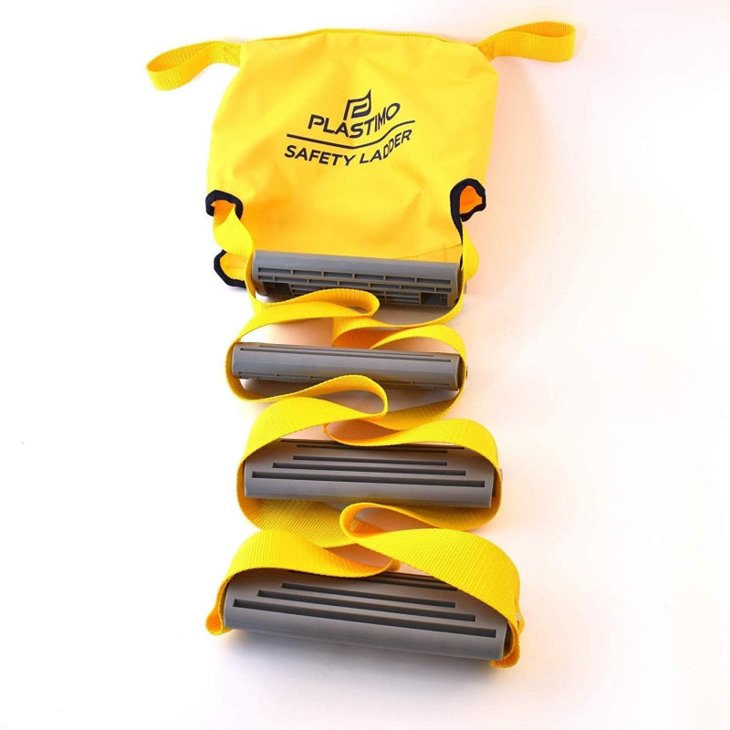 Plastimo Safety Ladder folded and packed inside its compact emergency storage bag.