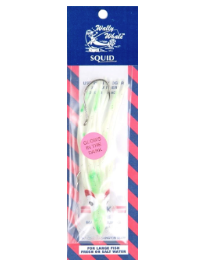 Zak Tackle Wally Whale 4.5" Rigged Squid - Milky Glow/Green Dots