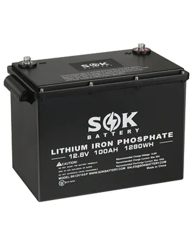 SOK 12V 100Ah Lithium Iron Phosphate Battery - Marine Grade, Bluetooth BMS