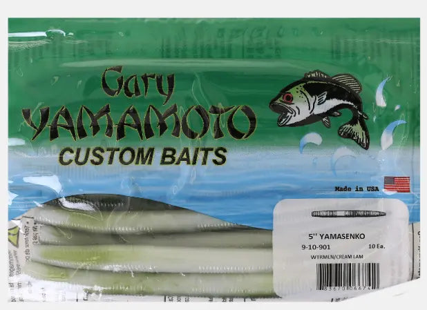 Yamamoto YAM-9B-10-901 Senko Worm 3", 10pk Watermelon White Yamato Baits