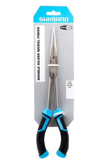 Shimano Brutas Silver Nickel 11" Long Reach Pliers - Black/Cyan