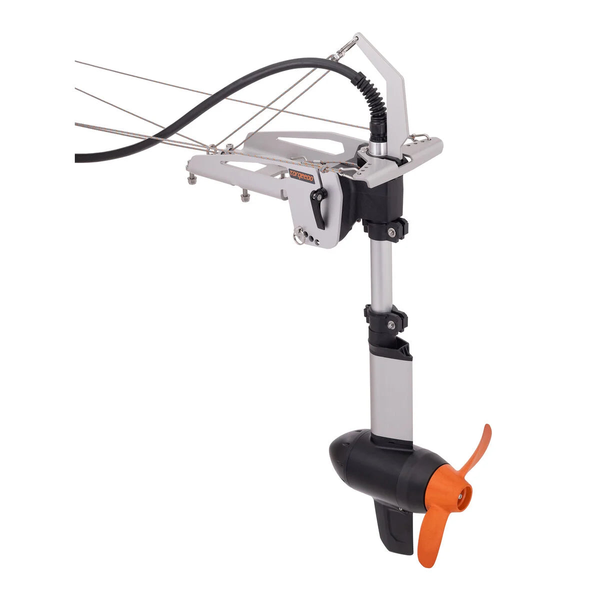 Torqeedo Travel Ultralight electric propulsion system for kayaks showing motor, propeller and mounting assembly