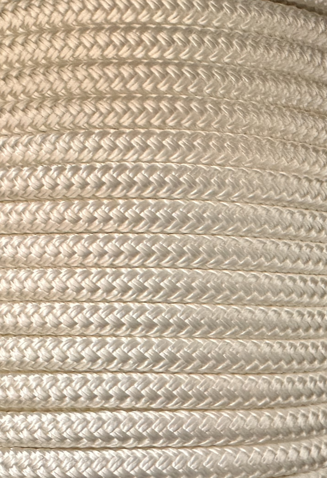 Double Braid Nylon Rope (per foot) - White 7084 - 1/2"