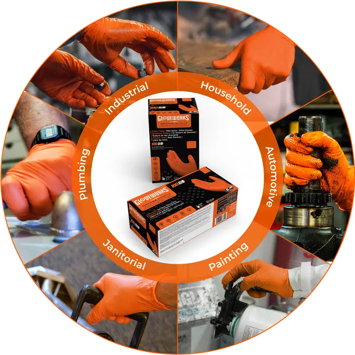 Glove Works Industrial Orange RDT Nitrile Gloves - XL