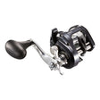 Shimano Tekota A conventional trolling reel with power handle, black and silver finish