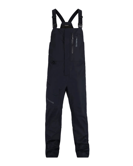 Black bib overalls on a white background