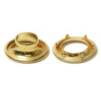 Brass rolled rim spur grommet and matching spur washer for marine canvas and tarp installation