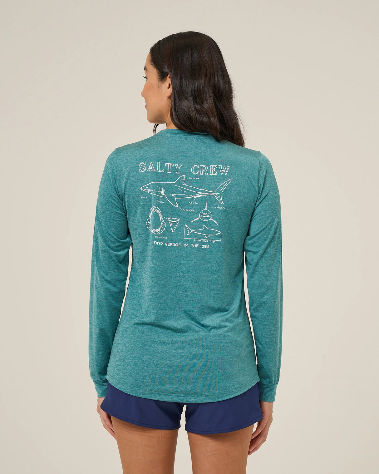 Salty Crew Shark Anatomy Hooded Sunshirt - Teal