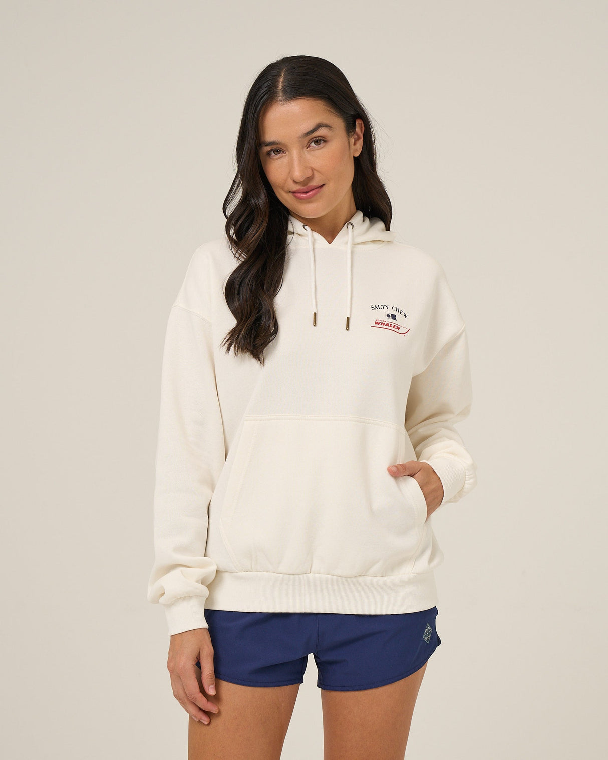 Front view of the Whaler Hoodie - Off White. 