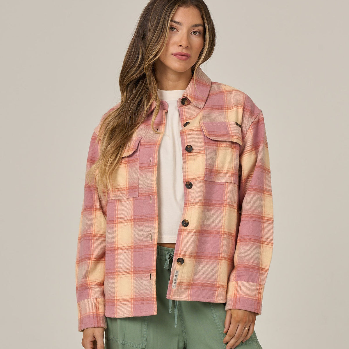 Salty Crew Day Trip Shacket – Rose Plaid Layer – The Harbour Chandler