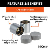CURT Trailer Wheel Bearing Protectors and Dust Covers - Chrome