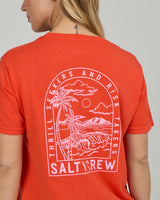 Close up back view of the Archway Boyfriend Tee - Chili Pepper. 