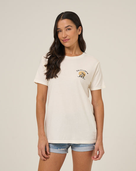 Front view of the Beach Hut Boyfriend Tee - Off White. 