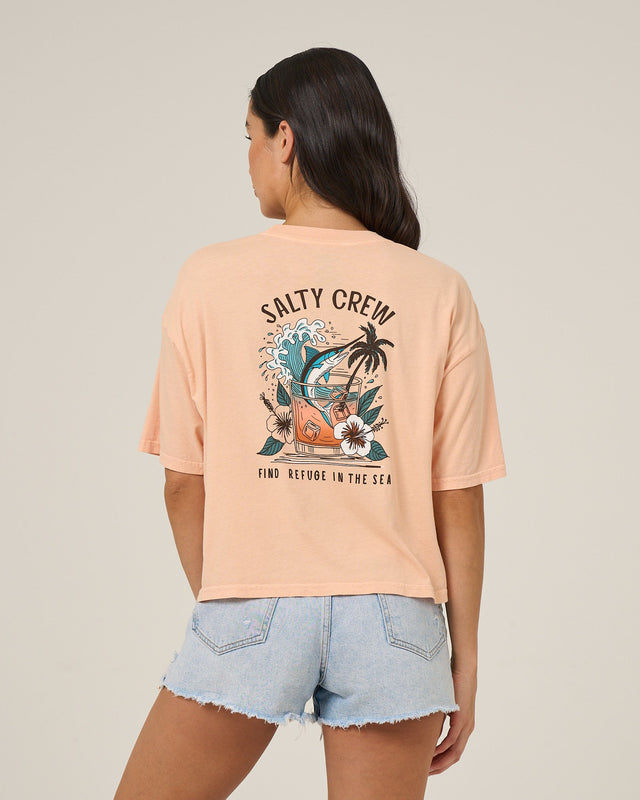 Back view of the Mai Tai Tails Skimmer - Apricot. 