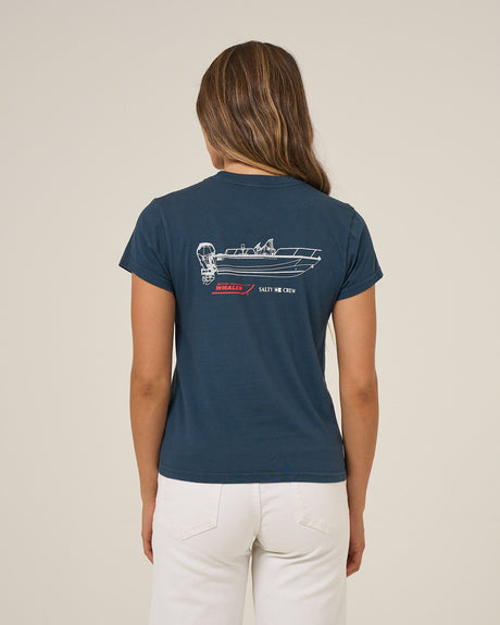 Back view of the Whaler Modern Tee - Midnight Navy. 