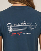 Close up back view of the Whaler Modern Tee - Midnight Navy. 