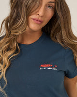 Close up front view of the Whaler Modern Tee - Midnight Navy. 