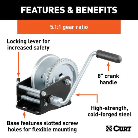 CURT Hand Crank Winch - 8" Handle Curt